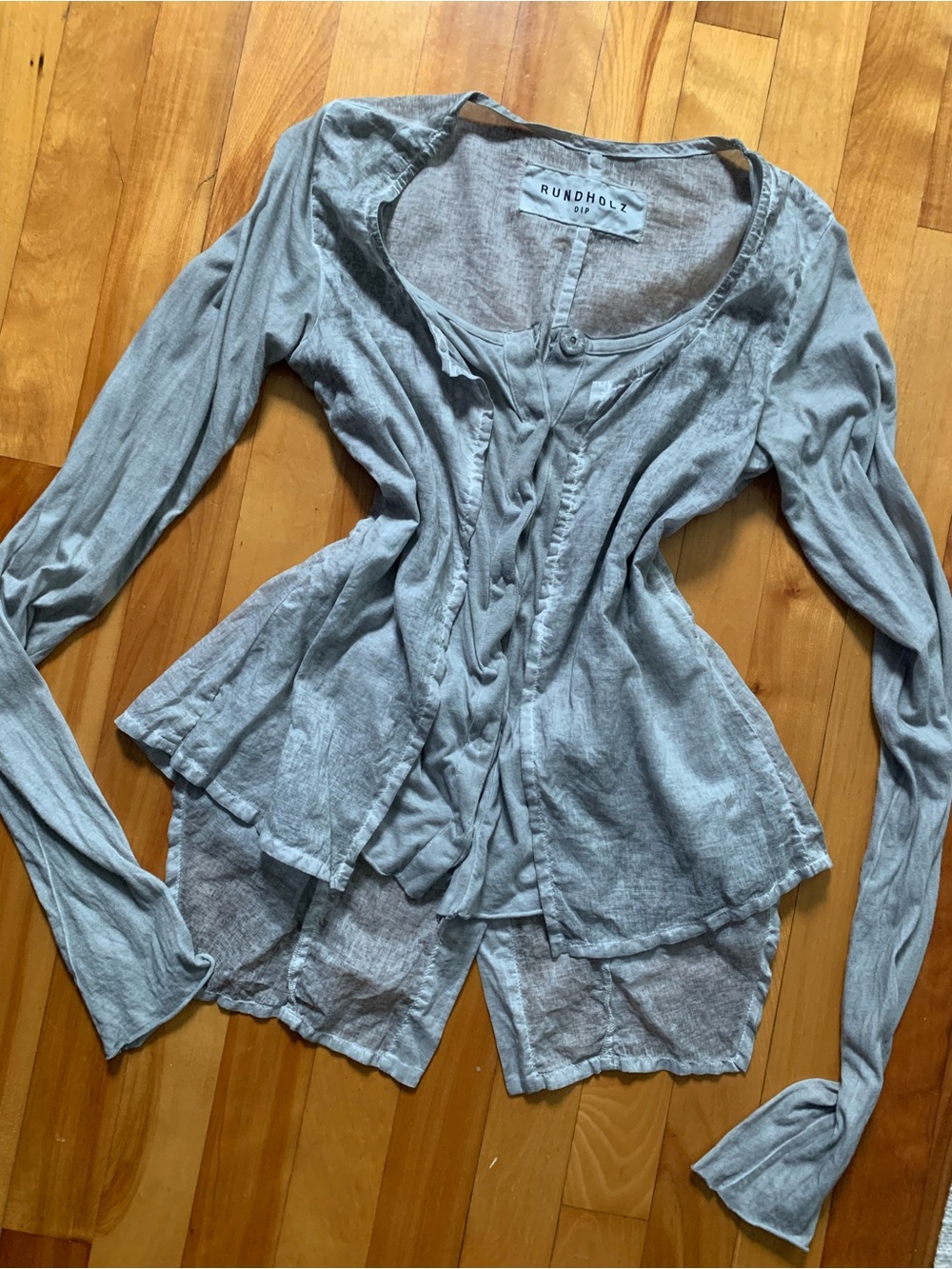 Rundholz Dip Light Gray Layered Button-Down Shirt Avant Garde